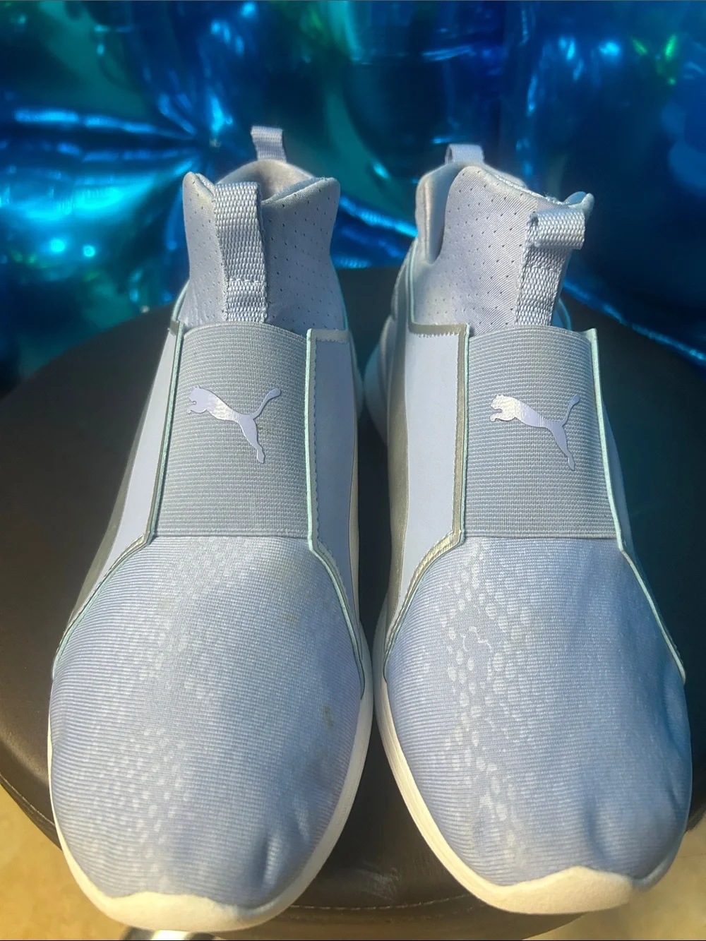 Puma Light Blue and Gray Slip-On Athletic Shoes